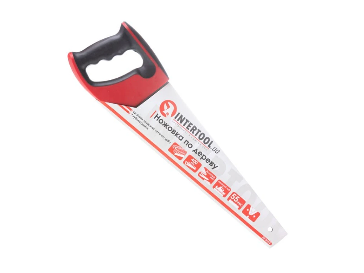 Ножівка по деревині 400 мм, із гартованим зубом, потрійне заточування, 7 зуб/дюйм INTERTOOL HT-3104 