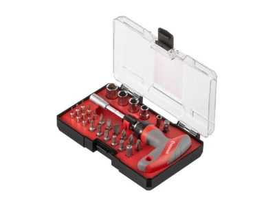 Викрутка Т-подібна з храповим механізмом і комплектом насадок 29 од. INTERTOOL VT-3330