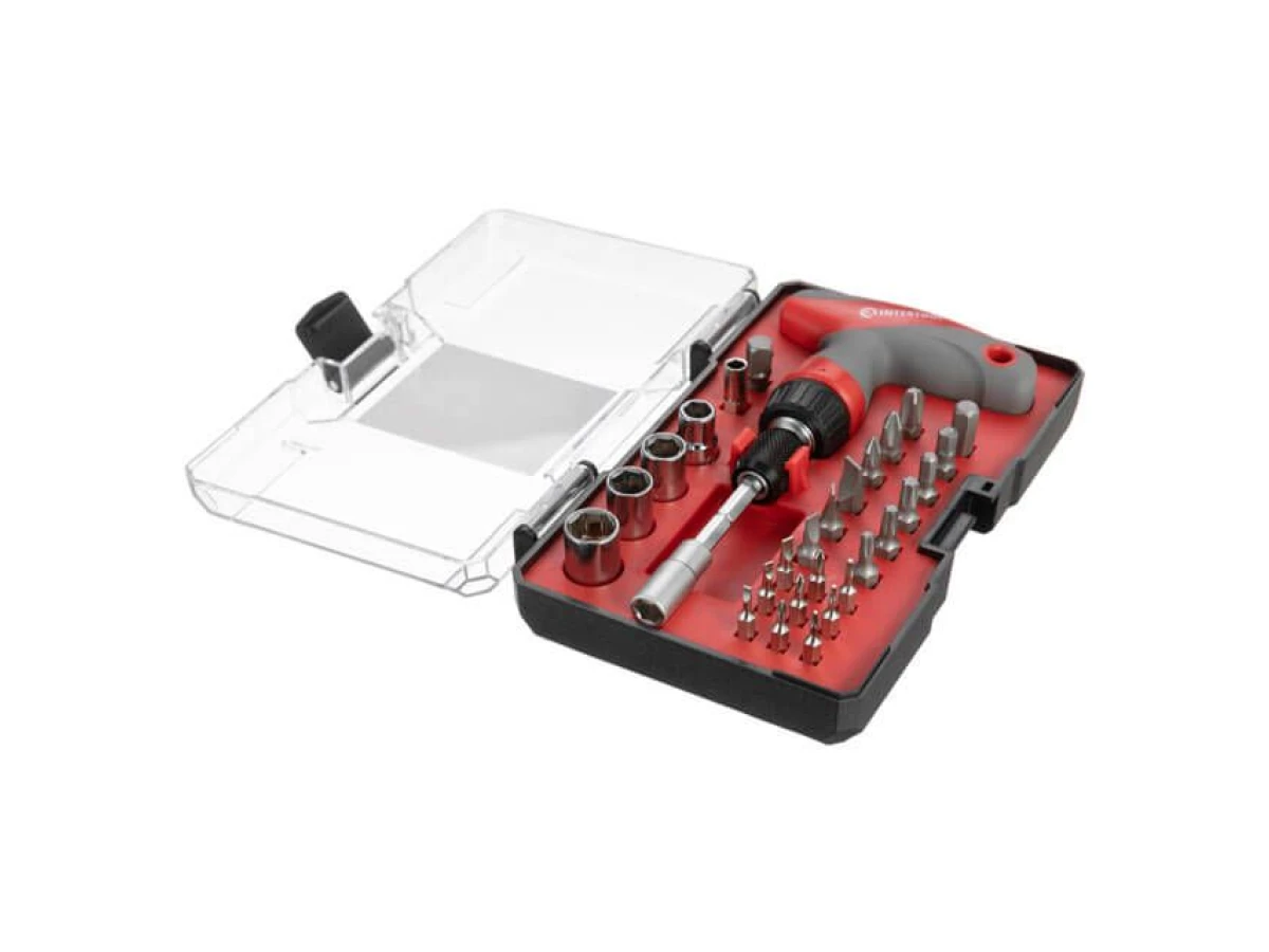 Отвертка Т-образная с храповым механизмом и комплектом насадок 29 ед. INTERTOOL VT-3330 