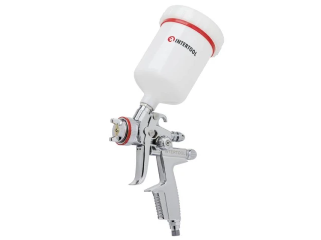 Фарбопульт пневматичний HVLP II професійний, форсунка 1.4 мм, верхній пластиковий бачок 600 мл, 2 бар INTERTOOL PT-0100 