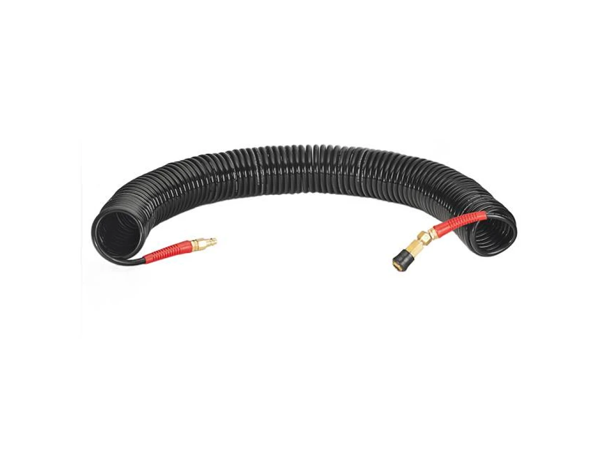 Шланг BLACK M-Flex 6.5*10 мм, 20 м спіральний поліуретановий з поворотним шарніром, латунними швидкороз'ємними з'єднаннями STORM INTERTOOL PT-1795 