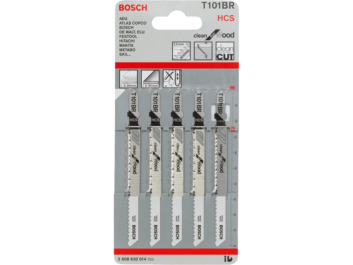 5 Лобзикових пилок T101 BR Clean for Wood, HCS 