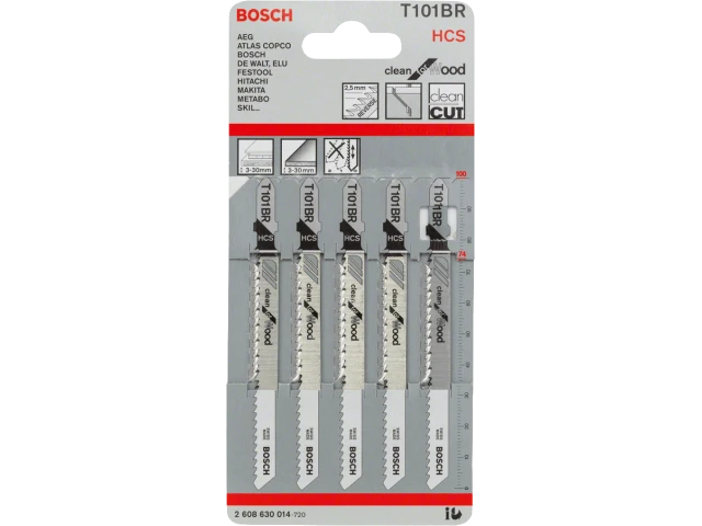 5 Лобзикових пилок T101 BR Clean for Wood, HCS 