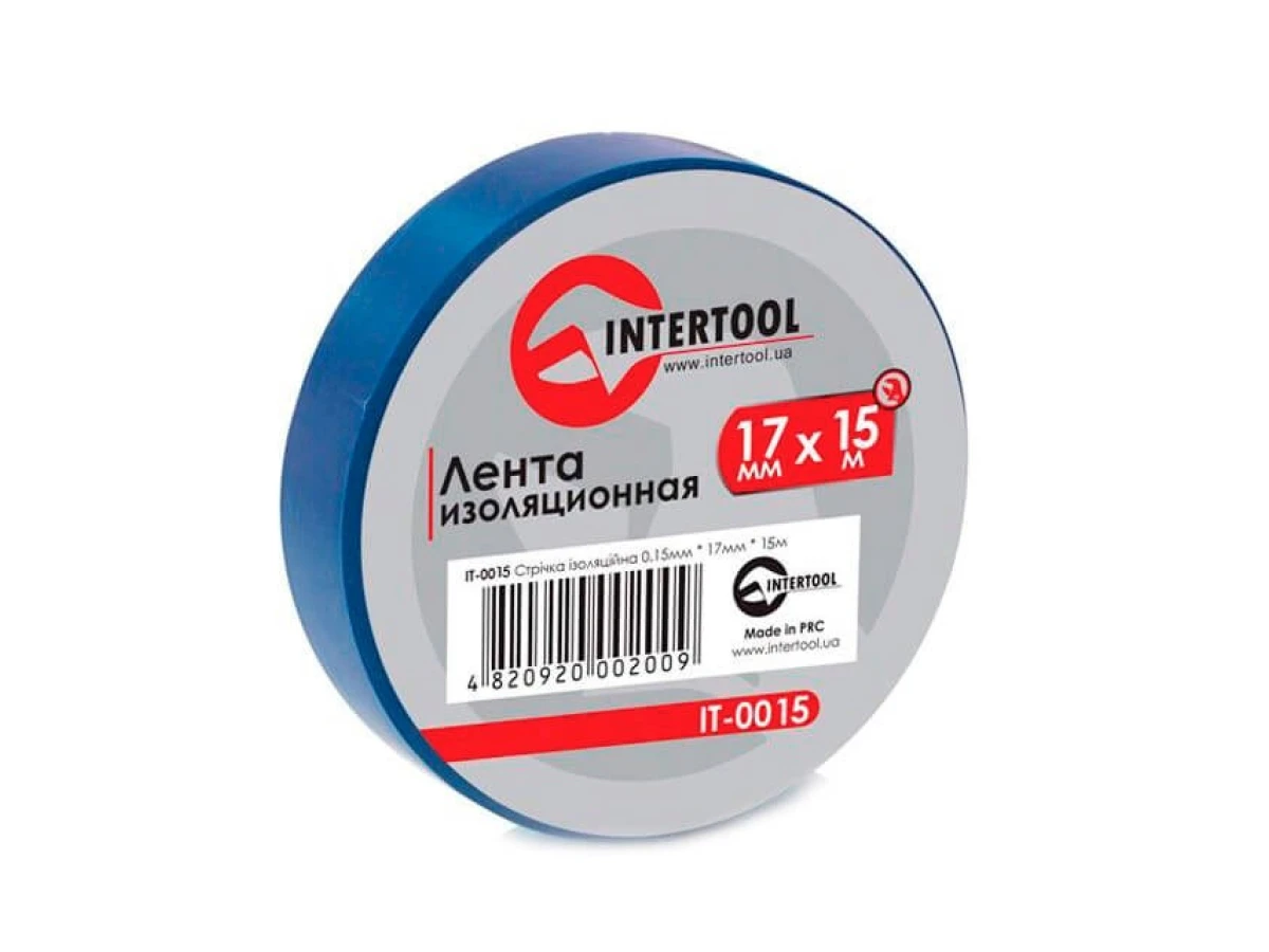 Стрічка ізоляційна, 17 мм * 15 м * 0.15 мм, синя  INTERTOOL IT-0015 
