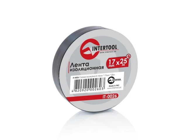 Стрічка ізоляційна, 17 мм * 25 м * 0,15 мм, чорна INTERTOOL IT-0026 