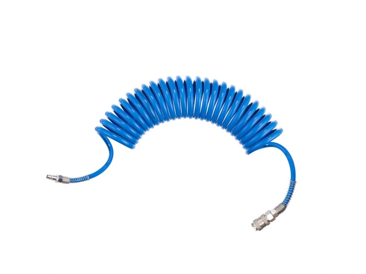 Шланг спиральный полиуретановый 6.5*10 мм, 5м с быстроразъемными соединениями INTERTOOL PT-1710 