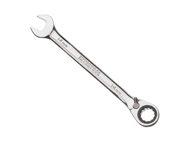 Ключ комбинированный с трещоткой 14 мм Cr-V; PROF DIN3113 INTERTOOL XT-1314 