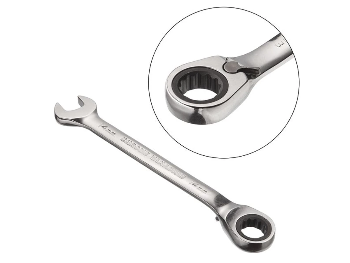 Ключ комбинированный с трещоткой 14 мм Cr-V; PROF DIN3113 INTERTOOL XT-1314 