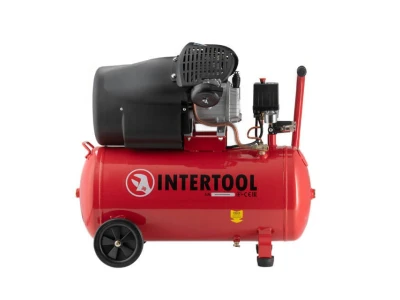 Компресор 50 л, 2230 Вт, 220 В, 10 aтм, 354 л/хв, 2 циліндри INTERTOOL PT-0004