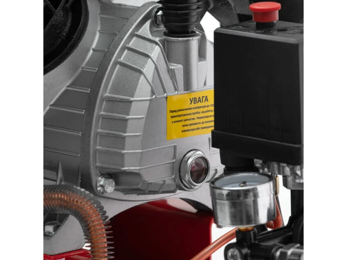 Компресор 50 л, 2230 Вт, 220 В, 10 aтм, 354 л/хв, 2 циліндри INTERTOOL PT-0004 