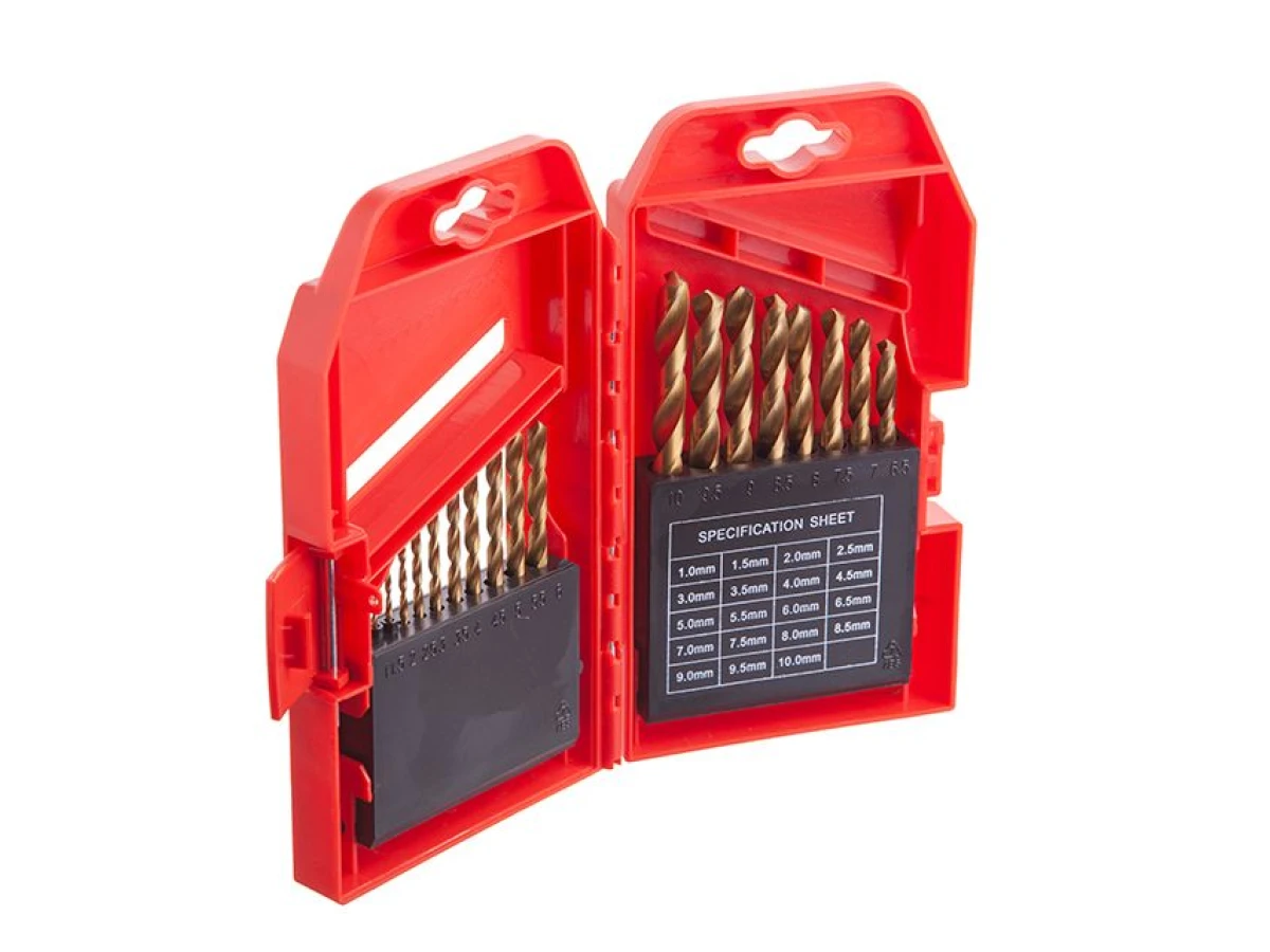 Набір свердел по металу DIN338 HSS 19шт (1.0-10.0), покриття Ti INTERTOOL SD-0019 