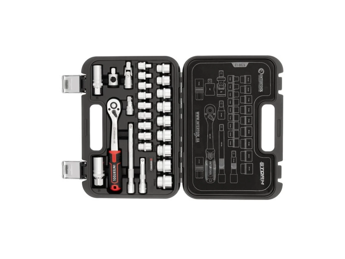 Набір інструментів 3/8", 26 од., Cr-V STORM INTERTOOL ET-8026 