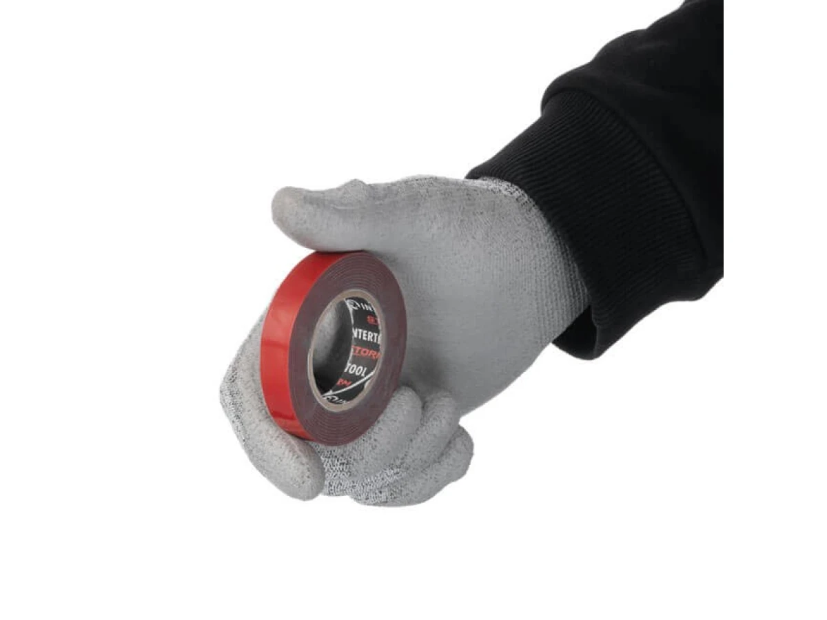 Стрічка клейка двостороння AUTO FIX, 12 мм * 2 м * 1 мм, сіра, спінений акрил, STORM INTERTOOL KT-0828 