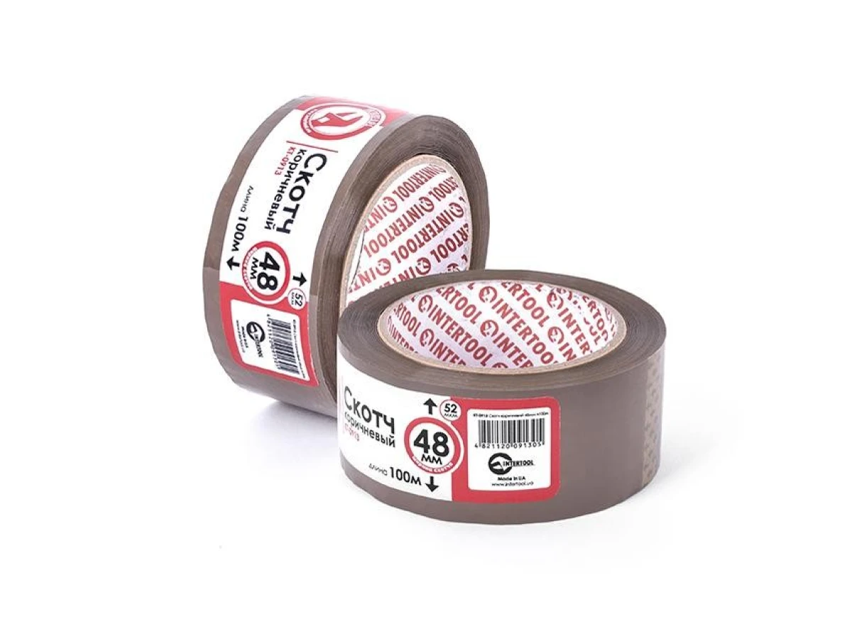 Скотч коричневий 48 мм * 100м * 52 мкм INTERTOOL KT-0913 