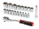 Набір головок 1/2" 8-32 мм, подовжувач, рукоятка з храповим механізмом 72 зубця, 20 од., Cr-V STORM INTERTOOL ET-8016 