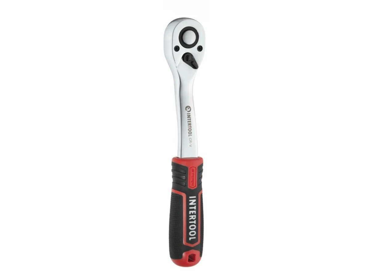 Набір головок 1/2" 8-32 мм, подовжувач, рукоятка з храповим механізмом 72 зубця, 20 од., Cr-V STORM INTERTOOL ET-8016 