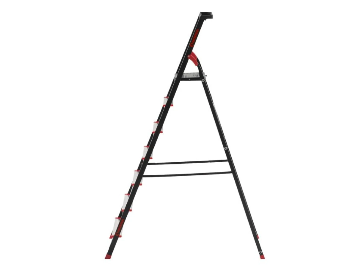 Стремянка 7 ступеней, лоток для инвентаря, стальной профиль, высота верхней ступени 1500 мм, 504*1283*2003мм, 150кг INTERTOOL LT-0057 