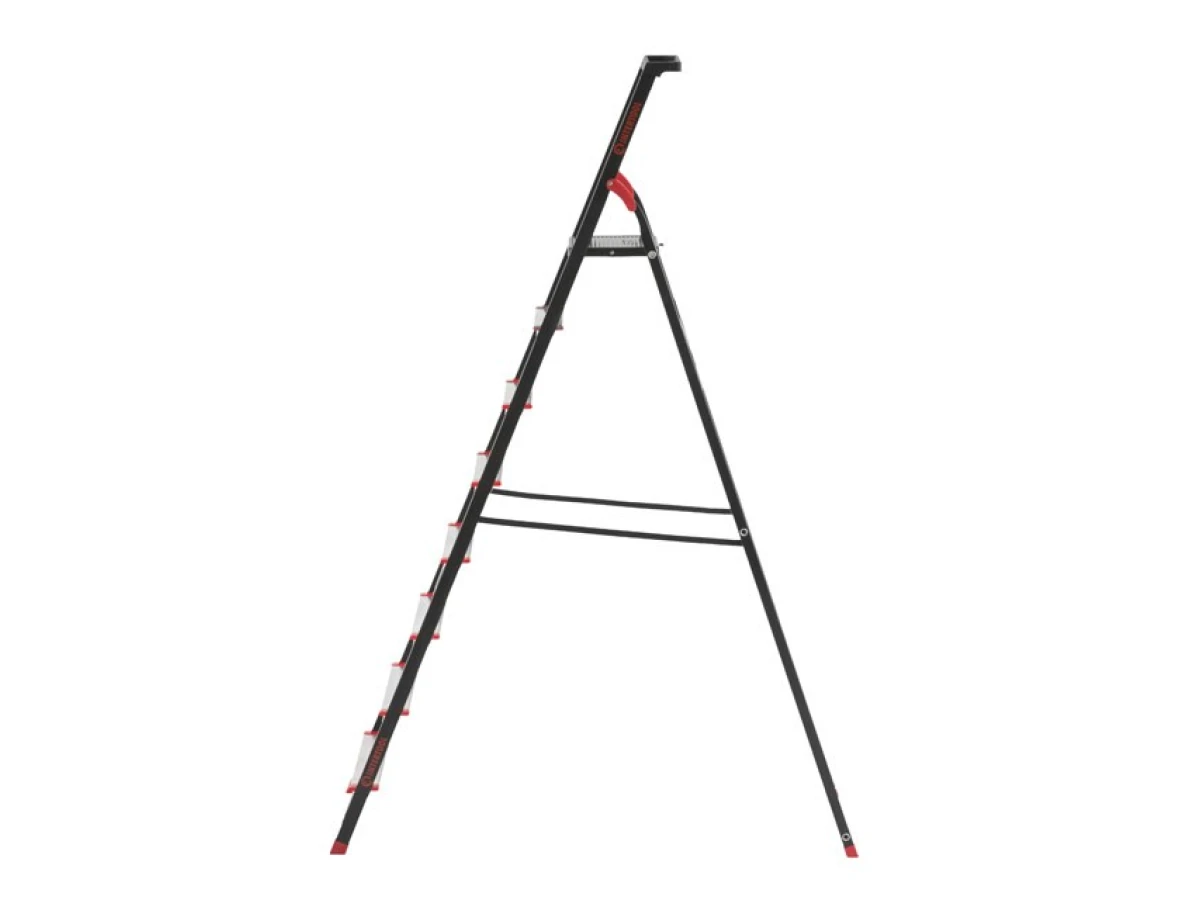 Стремянка 8 ступеней, лоток для инвентаря, стальной профиль, высота верхней ступени 1720 мм, 527х1437х2221мм, 150кг INTERTOOL LT-0058 