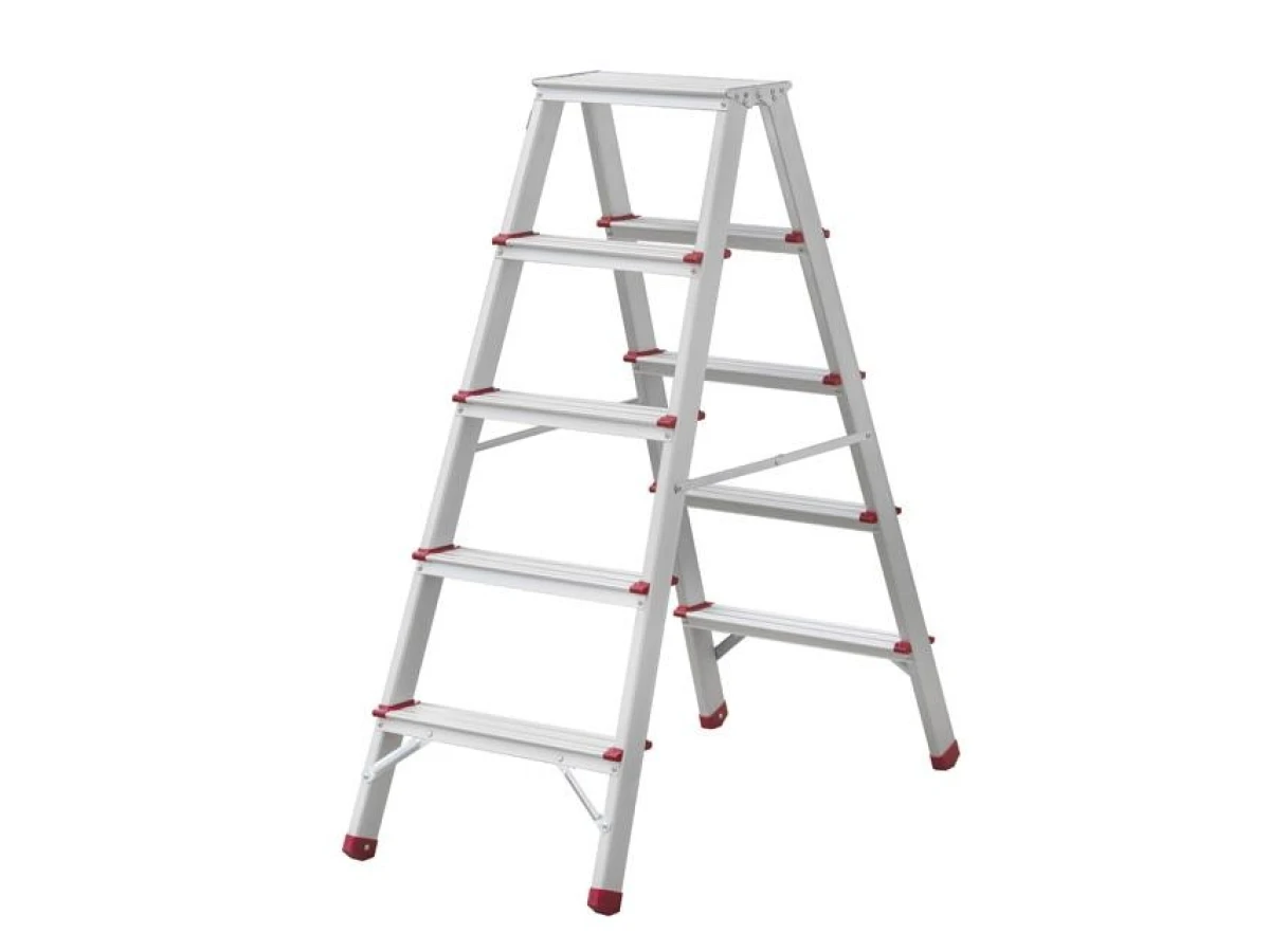 Стремянка алюминиевая двусторонняя 5 ступени, высота 1094 мм INTERTOOL LT-1105 