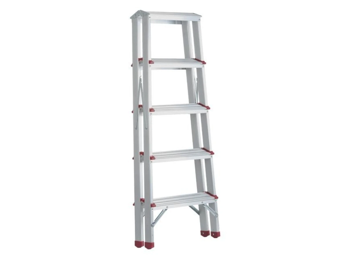 Стремянка алюминиевая двусторонняя 5 ступени, высота 1094 мм INTERTOOL LT-1105 