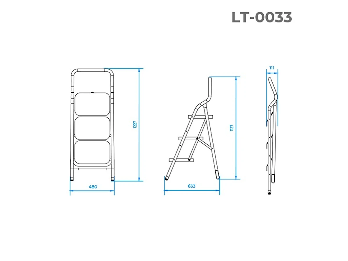 Стремянка, 3 ступени 380*260 мм, высота 1127 мм INTERTOOL LT-0033 