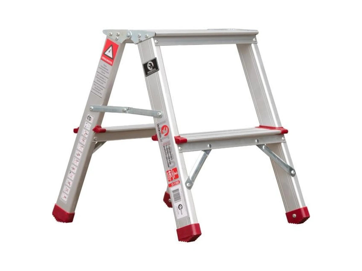 Стремянка алюминиевая двусторонняя 2 ступени, высота 440 мм INTERTOOL LT-1102 