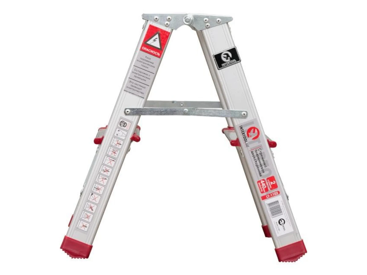 Стремянка алюминиевая двусторонняя 2 ступени, высота 440 мм INTERTOOL LT-1102 