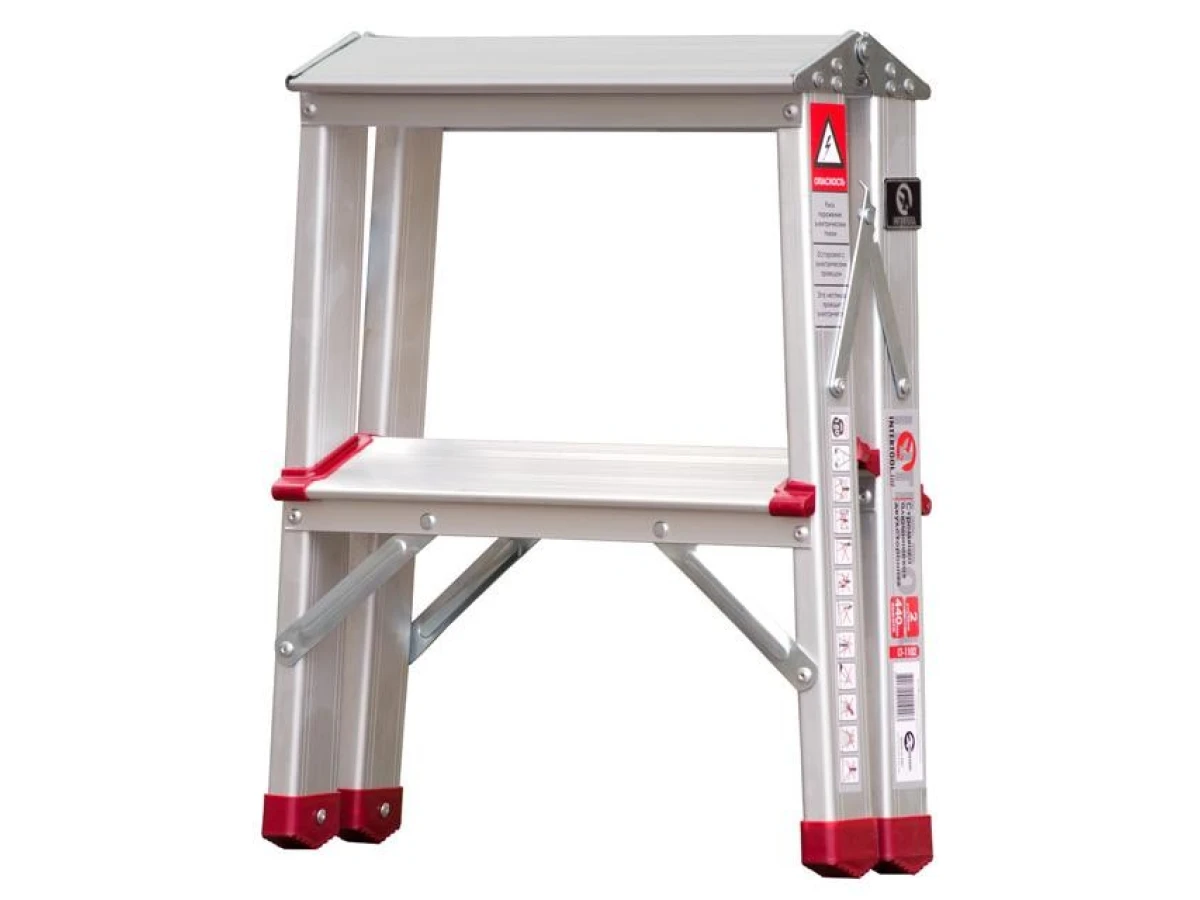 Стремянка алюминиевая двусторонняя 2 ступени, высота 440 мм INTERTOOL LT-1102 