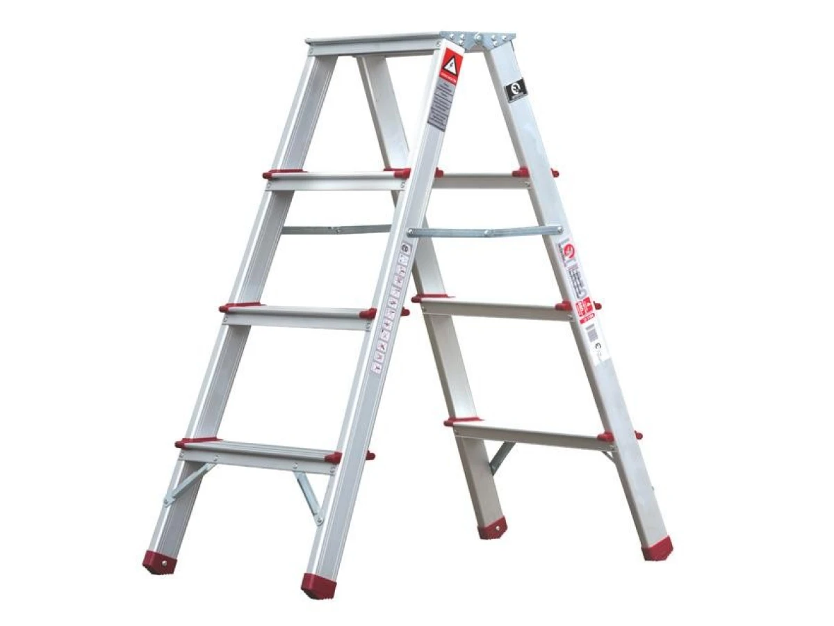 Стремянка алюминиевая двусторонняя 4 ступени, высота 876 мм INTERTOOL LT-1104 