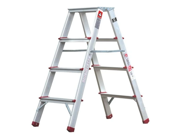 Стремянка алюминиевая двусторонняя 4 ступени, высота 876 мм INTERTOOL LT-1104 