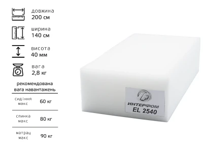 Поролон листовий EL-2540  (40мм*1.4м*2м)