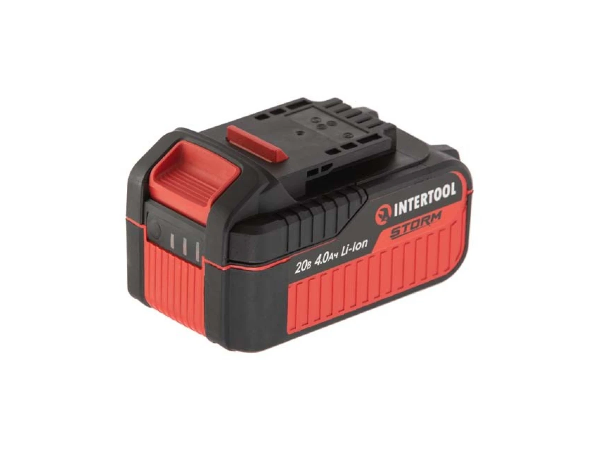 Дрель-шуруповерт аккумуляторная ударная с бесщеточным двигателем 20 В, 100 Нм, 0-410/0-1800 об/мин, 2-13 мм, Li-Ion, 4.0 Ач, ЗУ 4 А, кейс INTERTOOL WT-0361 