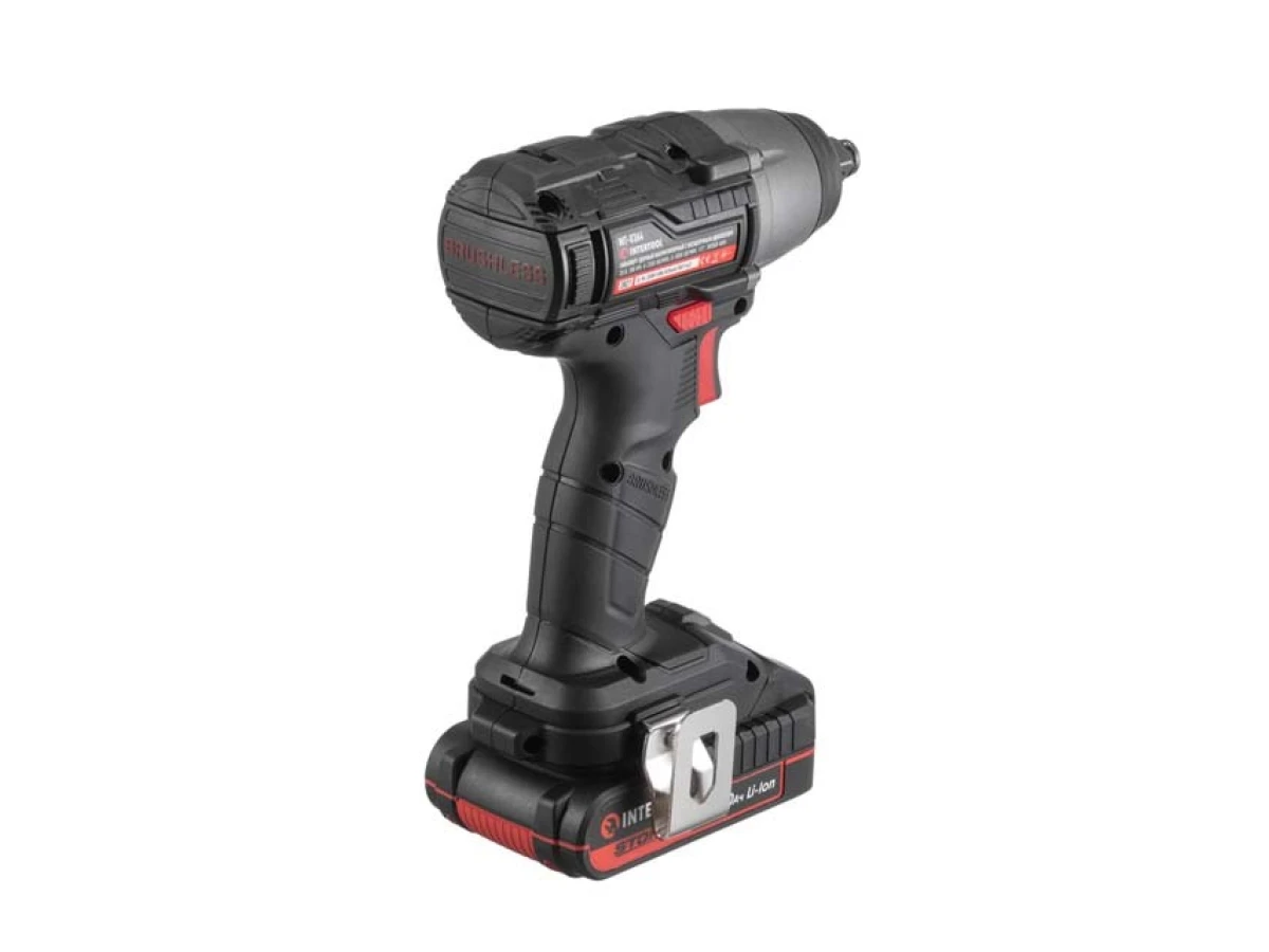Гайковерт ударний акумуляторний з безщітковим двигуном 20 В, 300 Нм, 0-2500 об/хв, 0-3000 уд/хв, 1/2", Li-Ion, 2.0 Аг, ЗП 2 А, кейс INTERTOOL WT-0364 