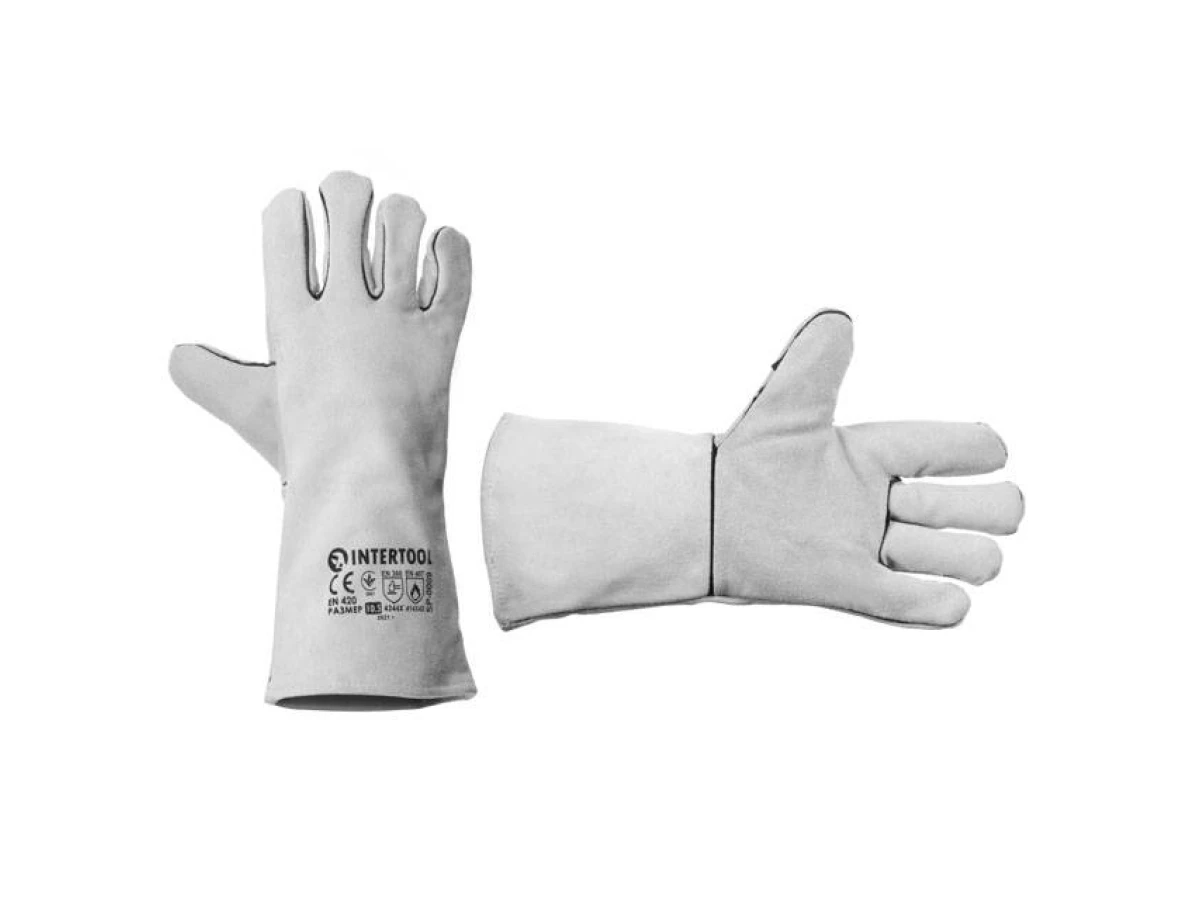 Перчатка замшевая серая (ящик 60 пар) INTERTOOL SP-0009W 