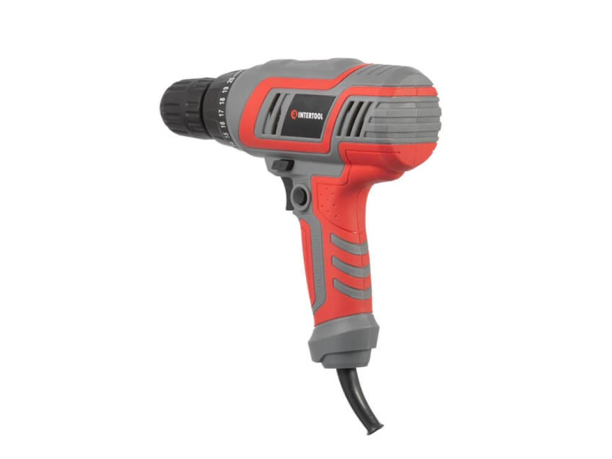 Дриль-шурупокрут електричний 320 Вт, 220 В, 0-750 об/хв., 0.8-10 мм, 10 Нм INTERTOOL DT-0103 