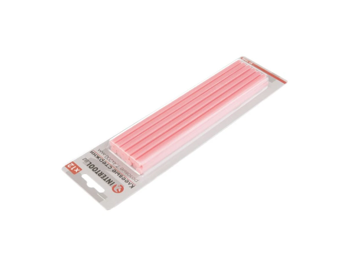 Комплект стрижнів клейових рожевих 7,4 мм * 200 мм, 12 шт. INTERTOOL RT-1048 