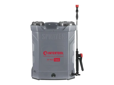 Обприскувач акумуляторний ранцевий 16 л, 3.1 л/хв, батарея 12 В/8 Аг INTERTOOL DT-9016