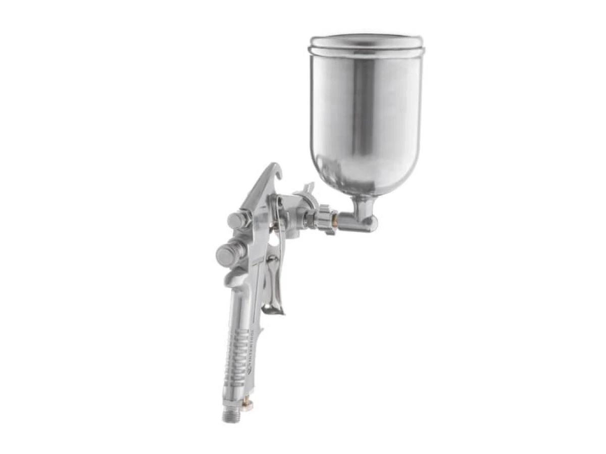 Краскопульт пневматический HP, форсунка 1.5 мм, верхний металлический бачок 400 мл, 5 бар INTERTOOL PT-0202 