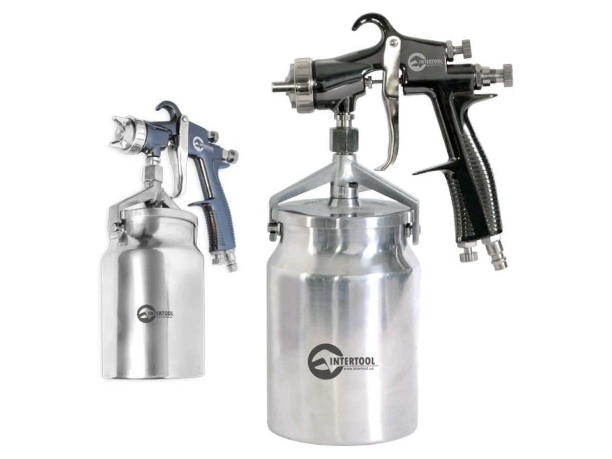 Фарбопульт пневматичний HP, форсунка 1.8 мм, нижній металевий бачок 1000 мл, 5 бар INTERTOOL PT-0140 