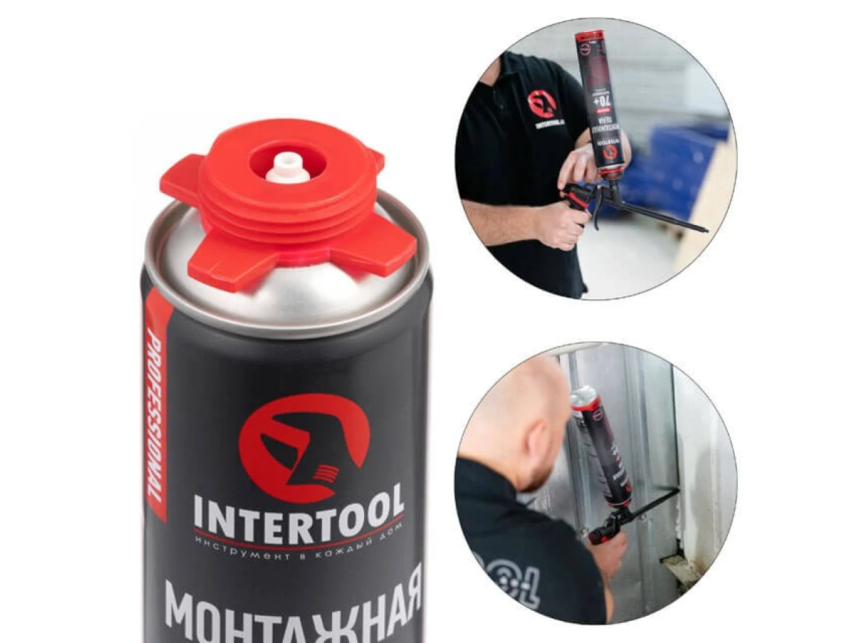 Піна монтажна професійна, всесезонна, 750 мл / 1000 г, 70+ л, під пістолет STORM INTERTOOL FS-1000 