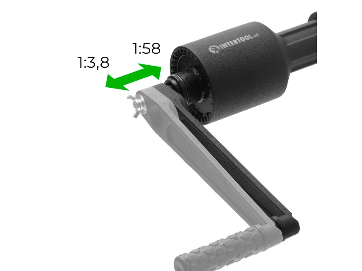 Ключ балонний роторний для вантаж. авто 380 мм, двошвидкісний, макc. 3800 Нм, головки 32, 33 мм, пласт. кейс INTERTOOL XT-0006 