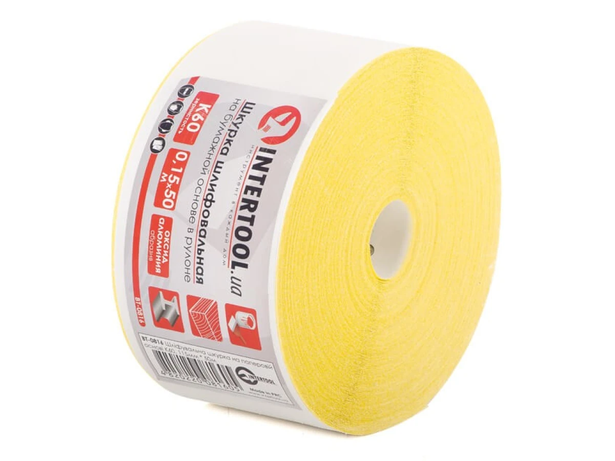 Шлифовальная шкурка на бумажной основе К60, 115 мм * 50 м INTERTOOL BT-0816 