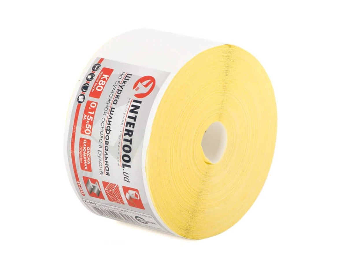 Шлифовальная шкурка на бумажной основе К80, 115 мм * 50 м INTERTOOL BT-0818 