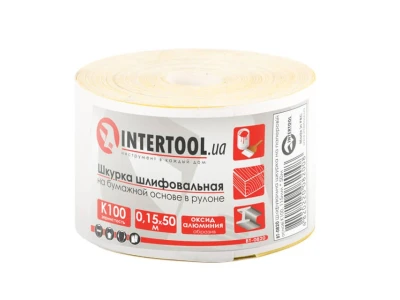 Шлифовальная шкурка на бумажной основе К100, 115 мм * 50 м INTERTOOL BT-0820