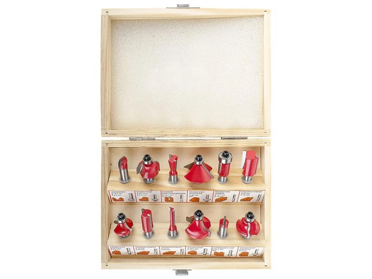 Набір фрез кінцевих по деревині, 12 шт INTERTOOL HT-0071 