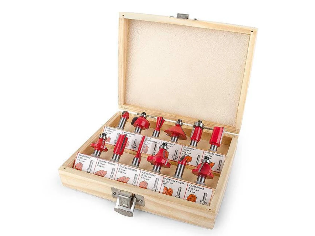 Набір фрез кінцевих по деревині, 12 шт INTERTOOL HT-0071 