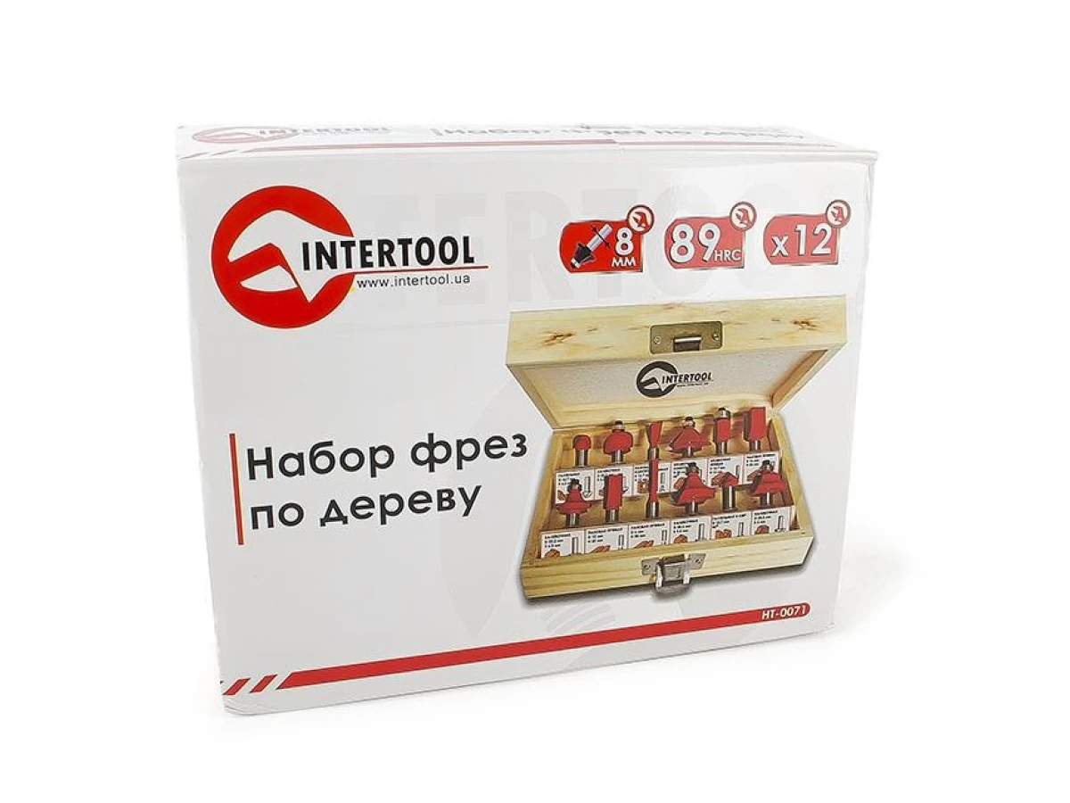Набір фрез кінцевих по деревині, 12 шт INTERTOOL HT-0071 