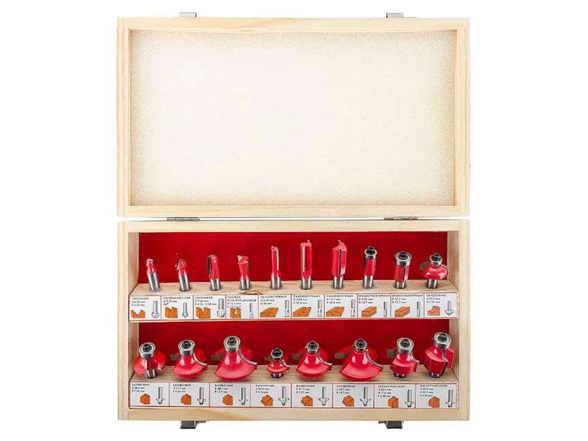 Набір фрез кінцевих по деревині, 18 шт INTERTOOL HT-0073 