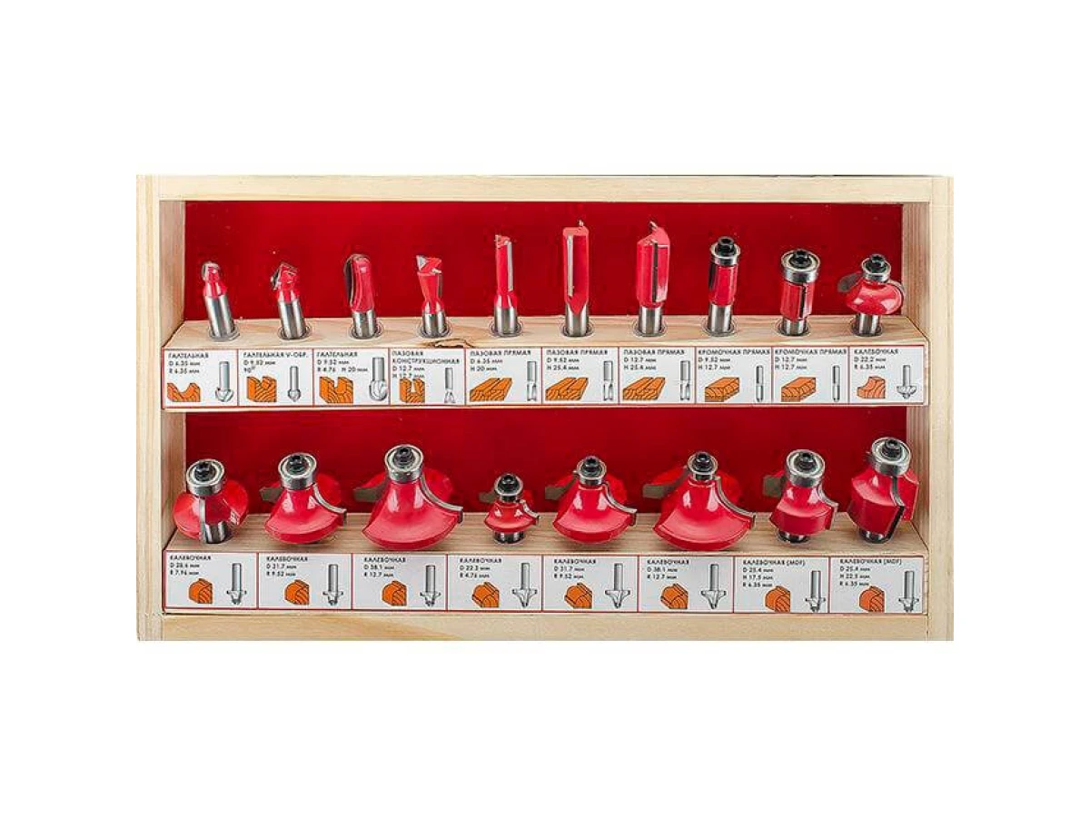 Набір фрез кінцевих по деревині, 18 шт INTERTOOL HT-0073 