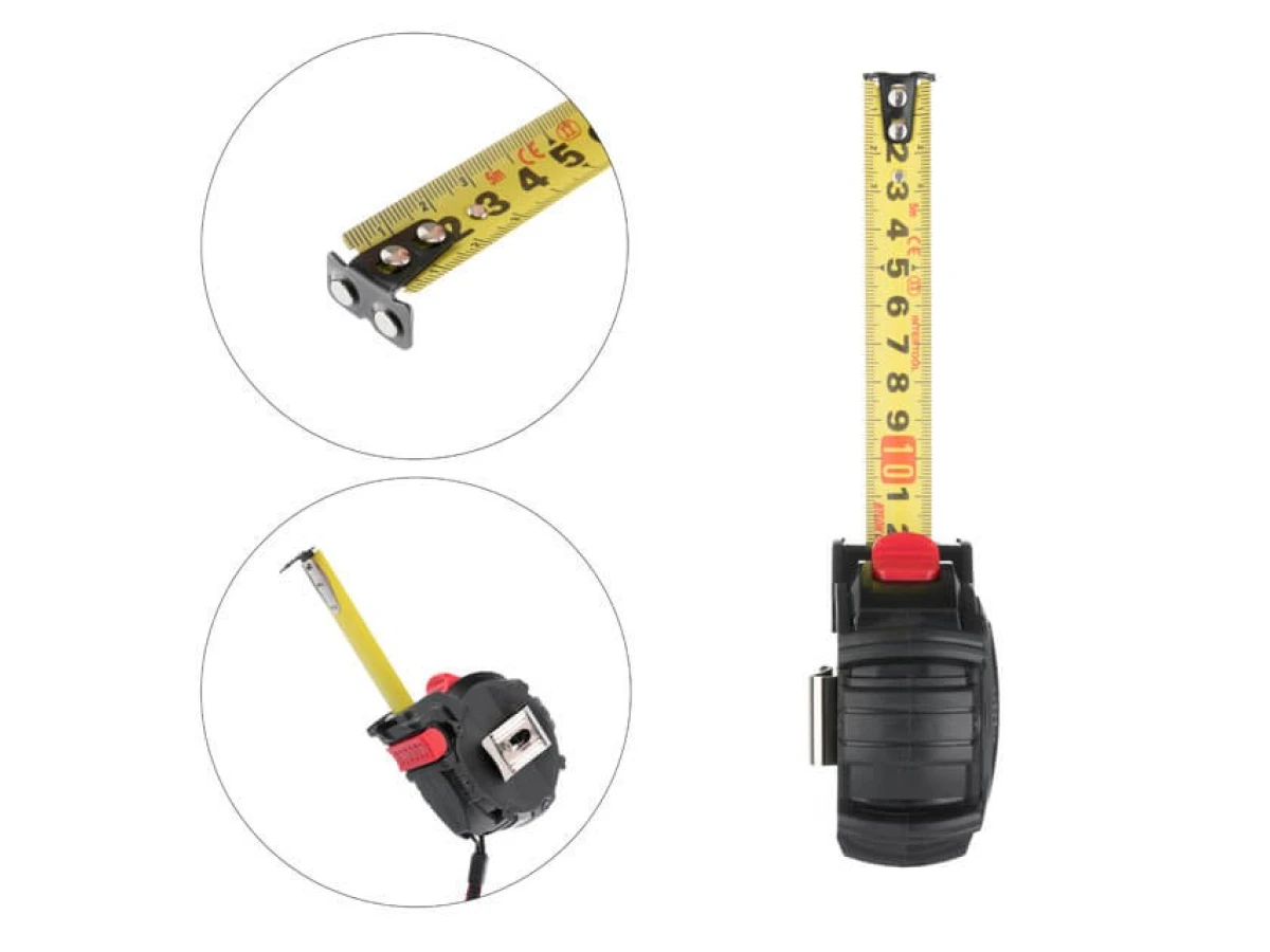 Рулетка з металевим полотном покритим нейлоном і магнітами на зачепі 5м * 16мм STORM INTERTOOL MT-0825 